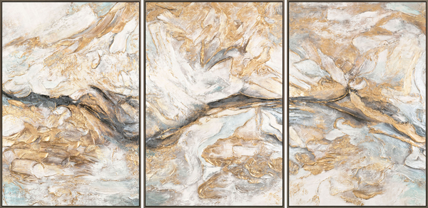 Abstract Patterns Triptych – Modern Hand-Painted Canvas 240x120 cm