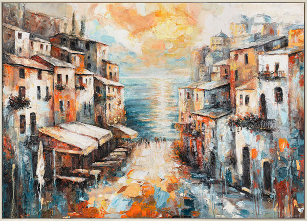 Exklusives Leinwandbild „Stadt am Meer“ – maritimes Original