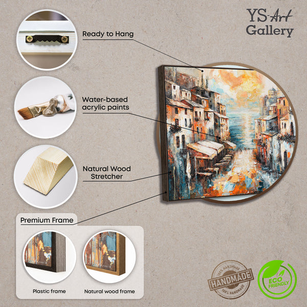 Infobild Acryl Leinwandbild – Stadt am Meer gemalt