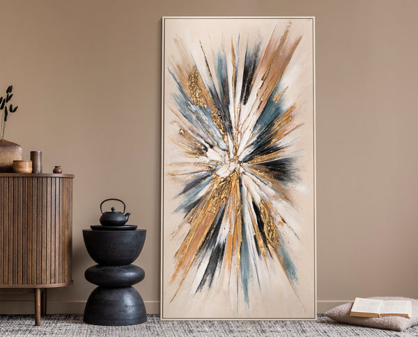Abstrakte Acrylbilder mit Rahmen - Handgemaltes Leinwandbild modern "Impuls"