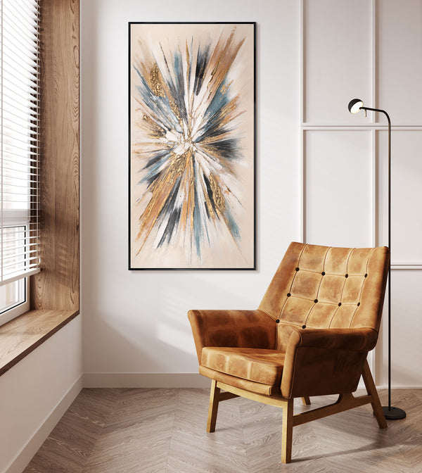 Abstrakte Acrylbilder mit Rahmen - Handgemaltes Leinwandbild modern "Impuls"