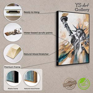 Abstrakte Acrylmalerei mit Statue of Liberty – Gerahmtes Bild "Licht der Freiheit"