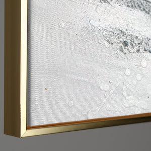 Abstraktes Leinwandbild mit Rahmen „Energie der Linien“ – monochrome Kunst mit Gold
