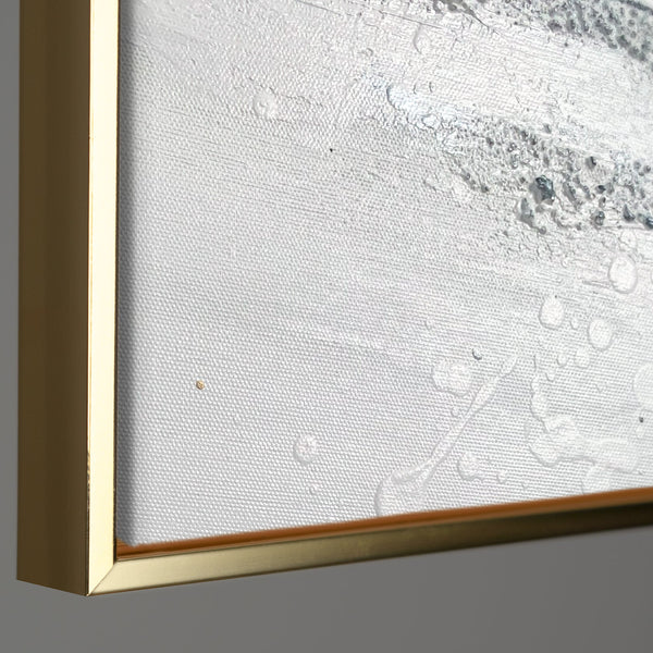 Abstraktes Leinwandbild mit Rahmen „Energie der Linien“ – monochrome Kunst mit Gold
