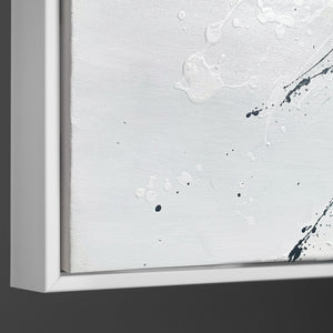 Abstraktes Leinwandbild mit Rahmen „Energie der Linien“ – monochrome Kunst mit Gold