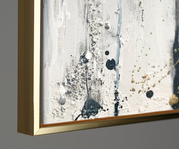Modern Canvas Painting "Flower Silhouettes" – Abstract Art with Gold Frame
