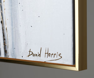 Hand-painted Painting with Frame "Strength in Black and Gold" – Majestic Bull Frontal