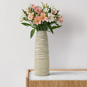 Porzellanvase handbemalt in Cremeweiß, 30,5 cm