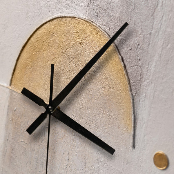 Ausgefallene Wanduhr lautlos – Handgemachte Mischtextur Silber & Rosé-Gold, quadratisch