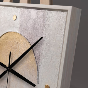 Ausgefallene Wanduhr lautlos – Handgemachte Mischtextur Silber & Rosé-Gold, quadratisch