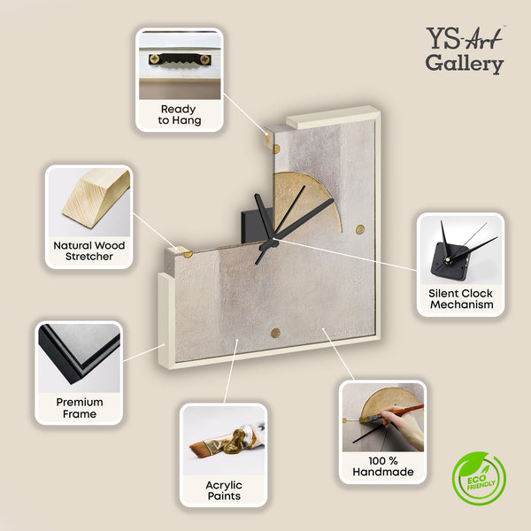 Ausgefallene Wanduhr lautlos – Handgemachte Mischtextur Silber & Rosé-Gold, quadratisch
