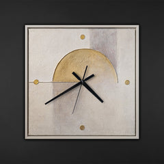 Ausgefallene Wanduhr lautlos – Handgemachte Mischtextur Silber & Rosé-Gold, quadratisch