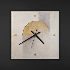 Ausgefallene Wanduhr lautlos – Handgemachte Mischtextur Silber & Rosé-Gold, quadratisch