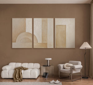 Handgemalte Gemälde auf Leinwand - Moderne Wandkunst für Wohnzimmer „Raum der Formen“