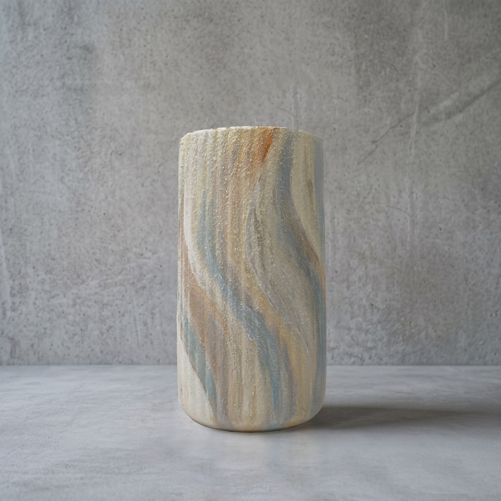Keramik vase handbemalt, marmoriert, 22 cm