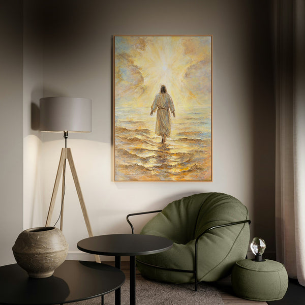 Abstraktes Leinwandbild als Wanddekoration im Wohnzimmer
