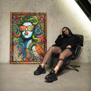 Abstract Modern Handmade Paintings on Canvas with Frame "The Myth of Neon"