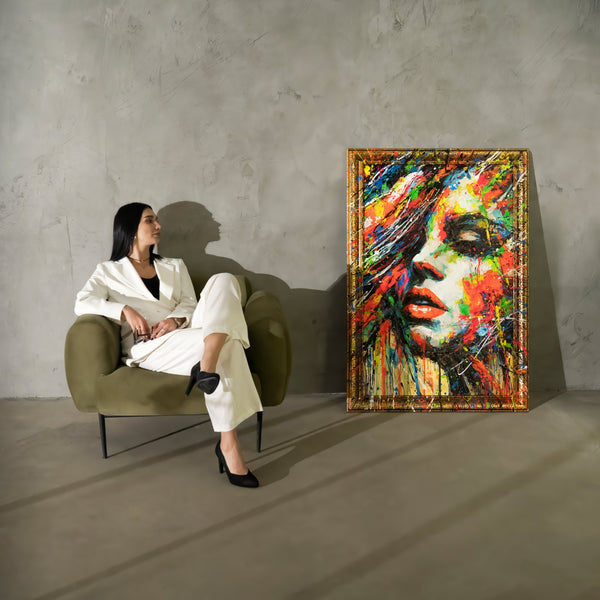 Handgemalte Bilder auf Leinwand mit Rahmen "Die Farben der Passion"