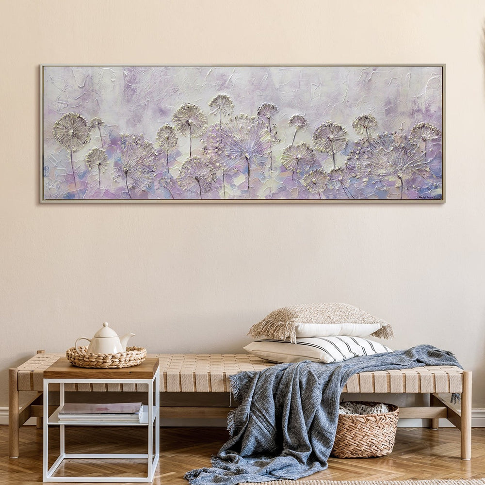 Flower Pictures Painted "Beginning of Spring" Acrylic Painting with Frame