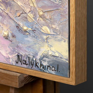 Gemälde abstrakt blumen "Frühlingsanfang" 150x50