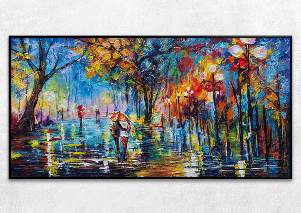 Contemporary painting with frame "Autumn alley"