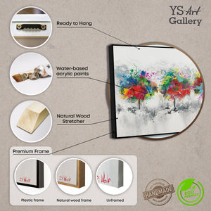 Gerahmtes Acrylgemälde einer regnerischen Straßenszene, fertig zum Aufhängen