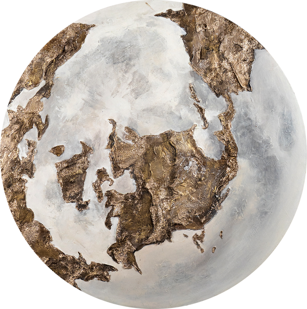 Runde 3D bild Weiße Textur "Goldene Erde"
