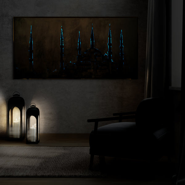 Framed illuminated wall art "Oasis of faith"