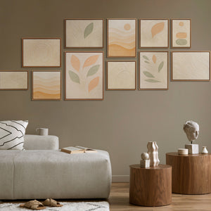 Handgemalte Bilderwand Set in Beige und Grün für die Arztpraxis