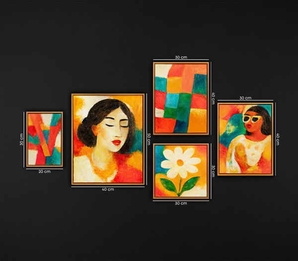 5er-bilder-set-variation-handgemalte-acrylbilder-frauen-portraets