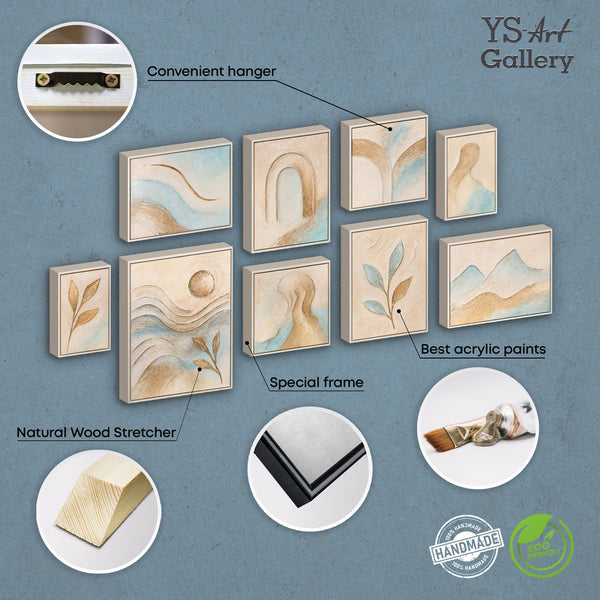 Handgemalte moderne Wandbilder Bilderwand Set für die Praxis „Sanftheit des Augenblicks“