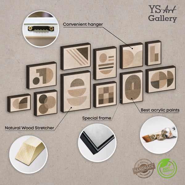 Handgemalte exklusive Wandbilder Bilderwand Set Praxis „Ausgewogenheit der Linien“