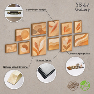 Handgemalte Bilder mit Acrylfarben Bilderwand Set „Flüstern des Laubs“