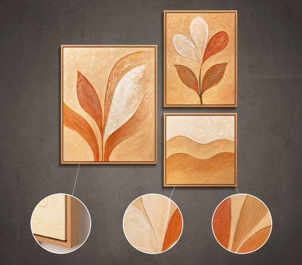 Handgemalte Bilder mit Acrylfarben Bilderwand Set „Flüstern des Laubs“