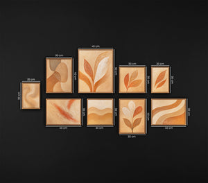 Arztpraxis Bilder Set modern Blätter Motive sandfarben