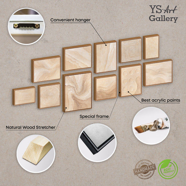 Handgemaltes Kunst moderne Bilder Acrylbilder Set Praxis „Spuren des Windes“