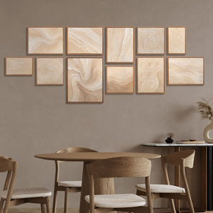 Wandbilder abstrakte Strukturen handgemalt Set Spuren des Windes Beige