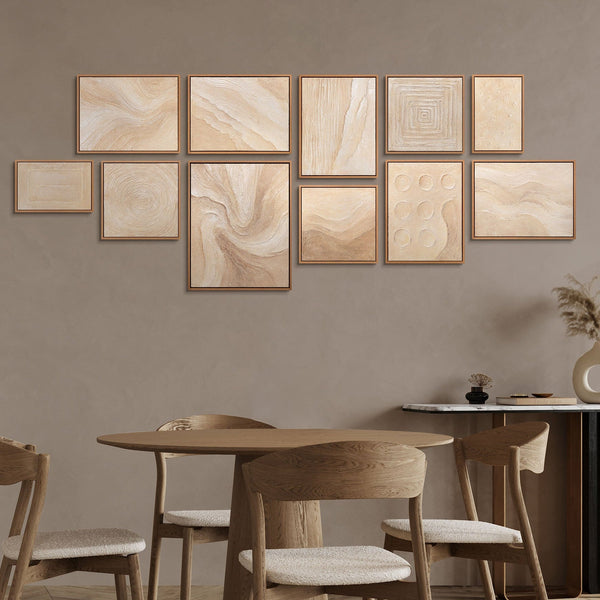 Wandbilder abstrakte Strukturen handgemalt Set Spuren des Windes Beige