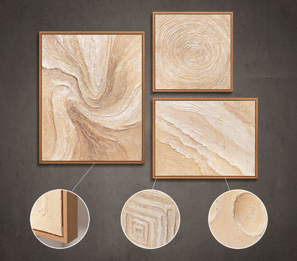 Moderne Gemälde mehrteilig für Arztpraxis Wandgestaltung Sandfarben