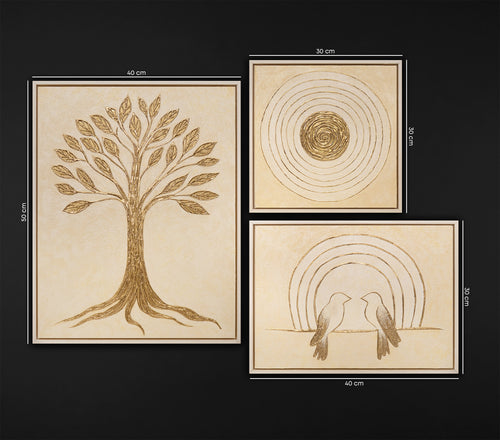 Handgemaltes Naturbild mit Blättern und Vogel für Arztpraxis „Flüstern des Laubs“