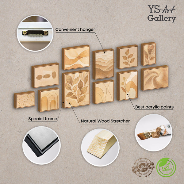 Handgemaltes Kunstbilder Leinwandbilder modern Set Praxis „Rascheln des Laubs“