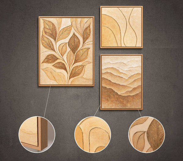 Handgemaltes Kunstbilder Leinwandbilder modern Set Praxis „Rascheln des Laubs“