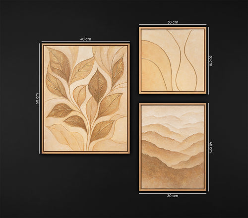 Handgemaltes Kunstbilder Leinwandbilder modern Set Praxis „Rascheln des Laubs“