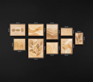 Arztpraxis Bilder Set modern Natur Bilder gemalt beige gold