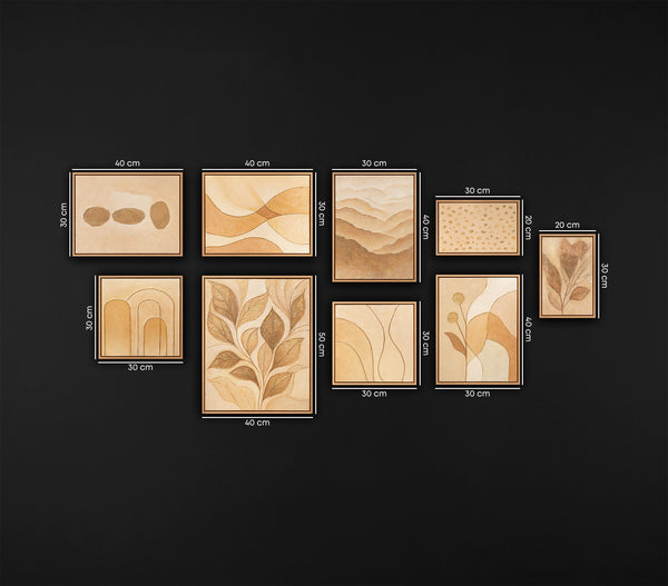 Arztpraxis Bilder Set modern Natur Bilder gemalt beige gold