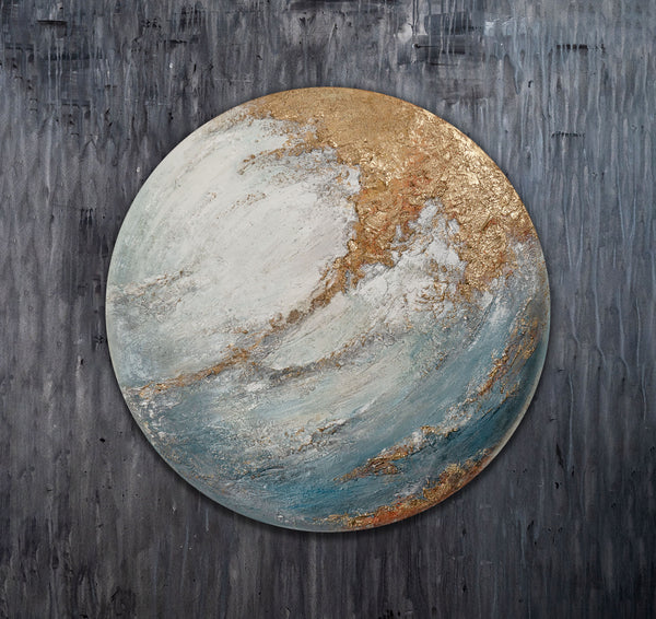 Modern Abstract Wall Art "Ephyria" – Glow-in-the-Dark Textured Round Canvas

