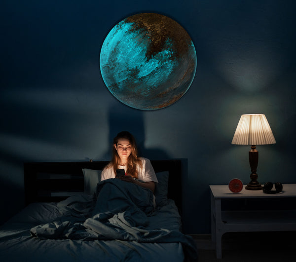 Modern Abstract Wall Art "Ephyria" – Glow-in-the-Dark Textured Round Canvas

