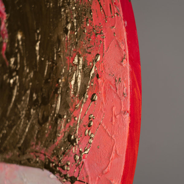 Gold Abstract Painting on Round Canvas – Luxury Modern Wall Art "Golden Radiance"