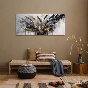 "Thorns" Acrylic Art – Canvas Painting and Black and White Abstract Art 115x50cm