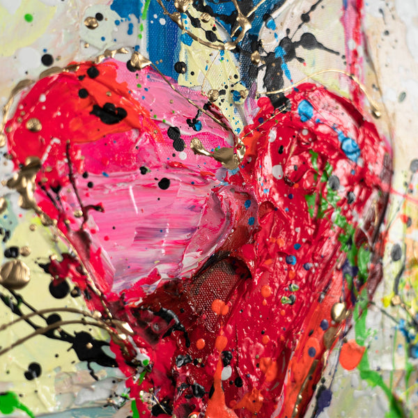 Handmade Paintings with Frame - Modern Wall Decor for Living Room "Palette of Love"